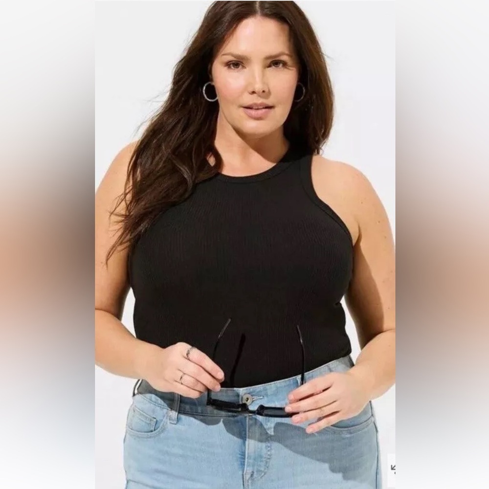 Torrid Classic Fit Black Sleeveless Ribbed Top